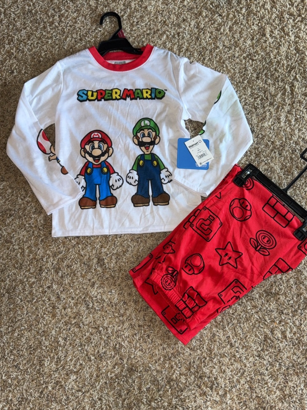 NWT Super Mario Bros Mario Luigi Pajama Set Boys Size Small 6/7